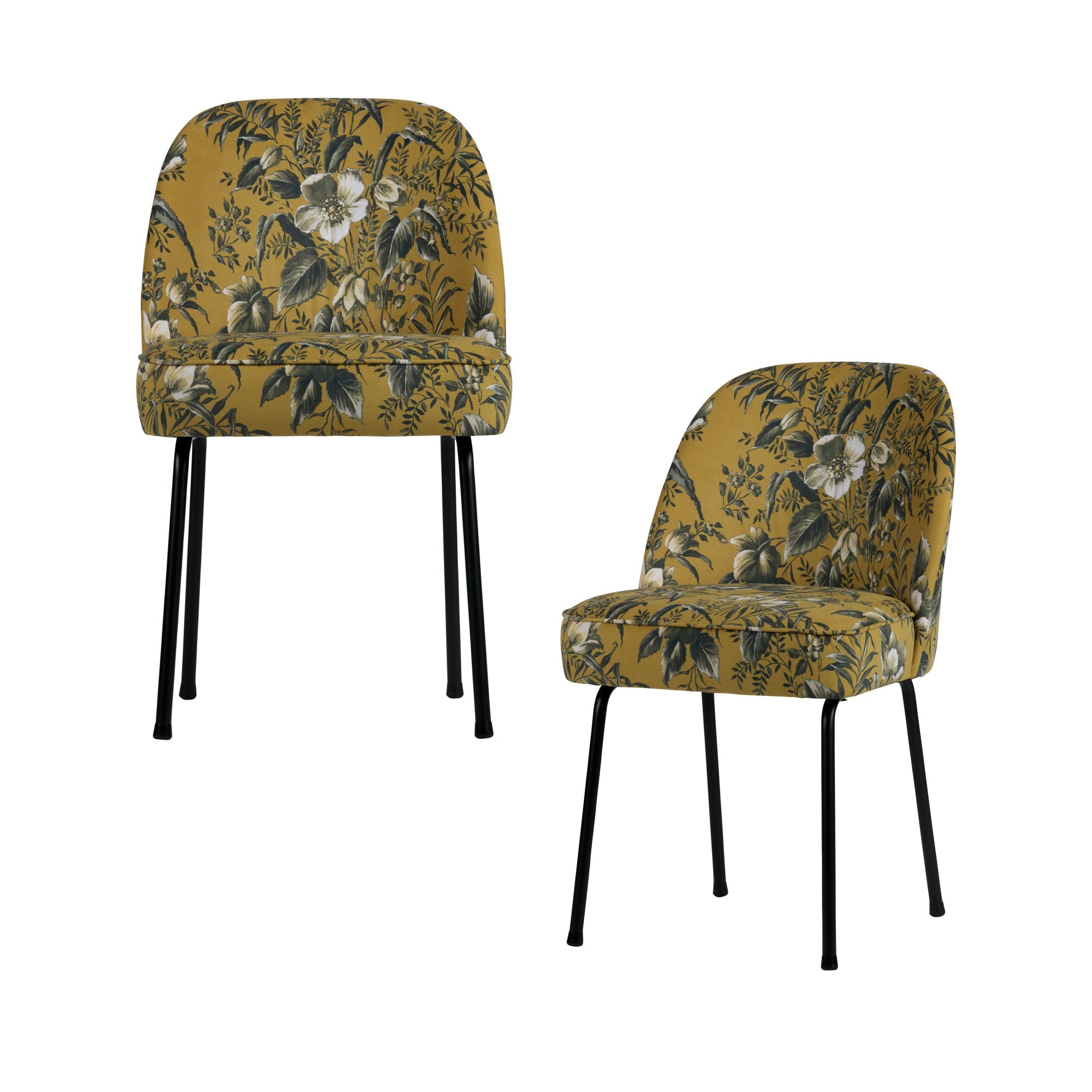 WOOOD eetkamerstoelen Vogue- Fluweel - Poppy Mosterd - Set van 2