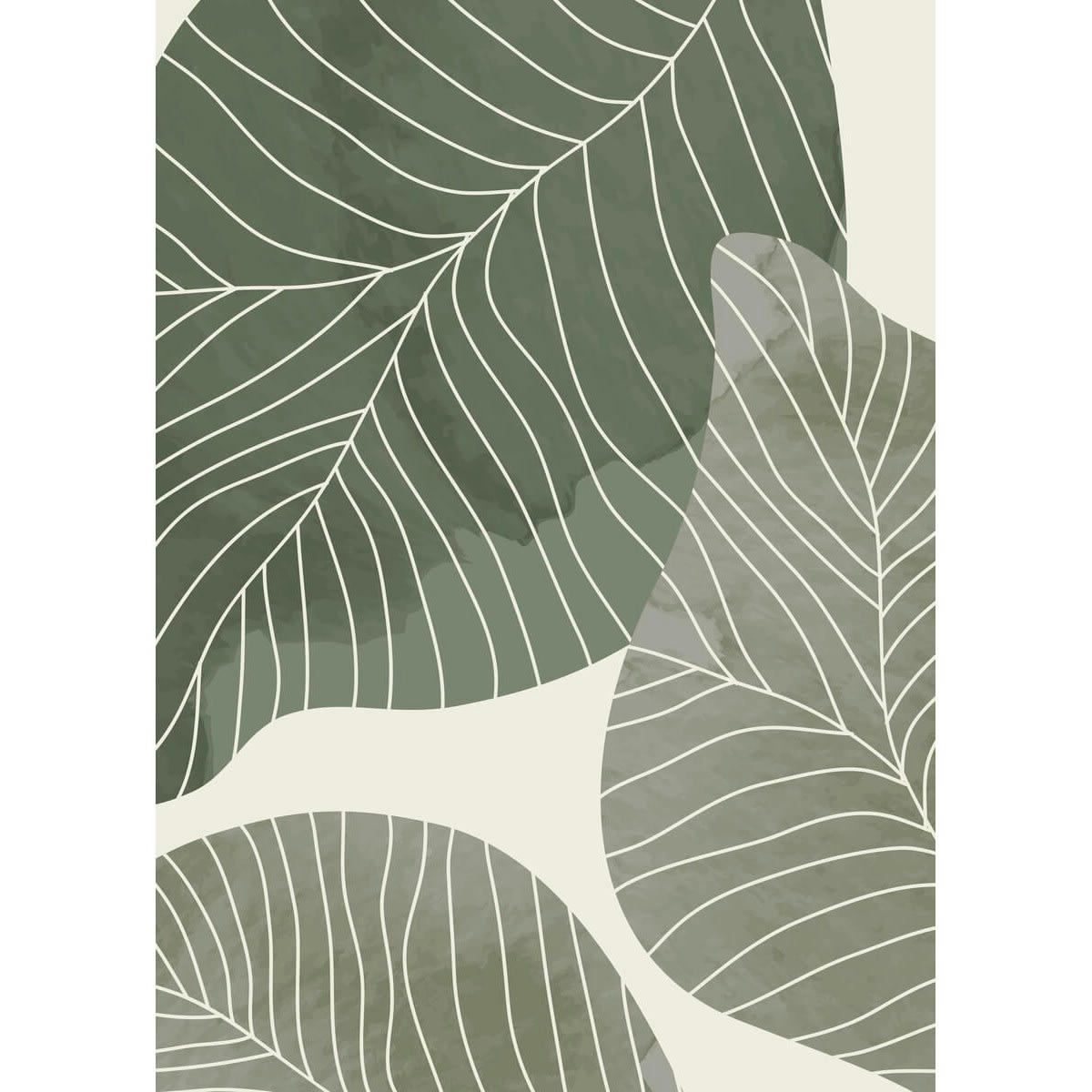 ILLUSTRATION - Tableau sur toile feuilles vertes 100x140 cm