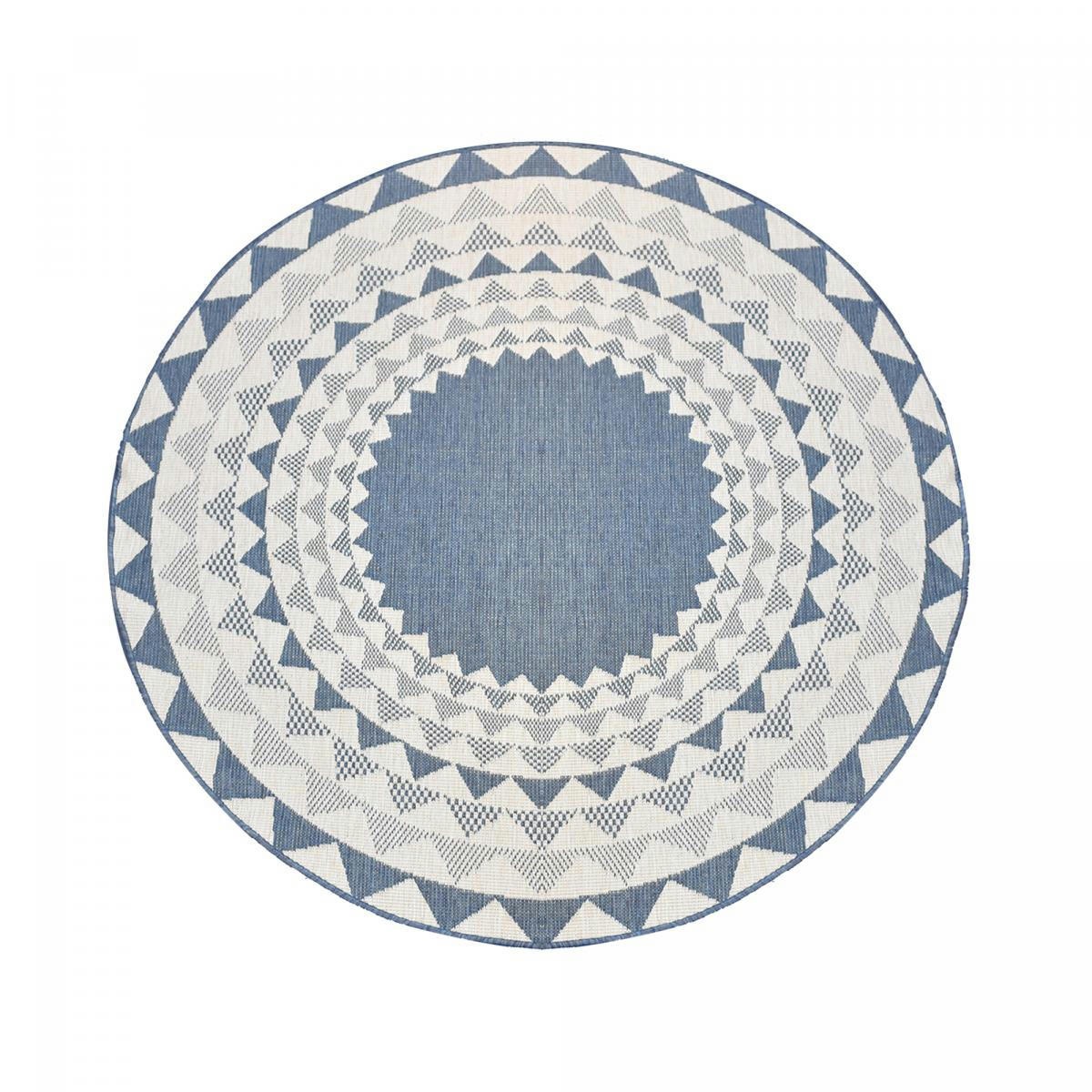 EXT HAYA REVERSIBLE ROND - Tapis extérieur bleu 240x240 rond