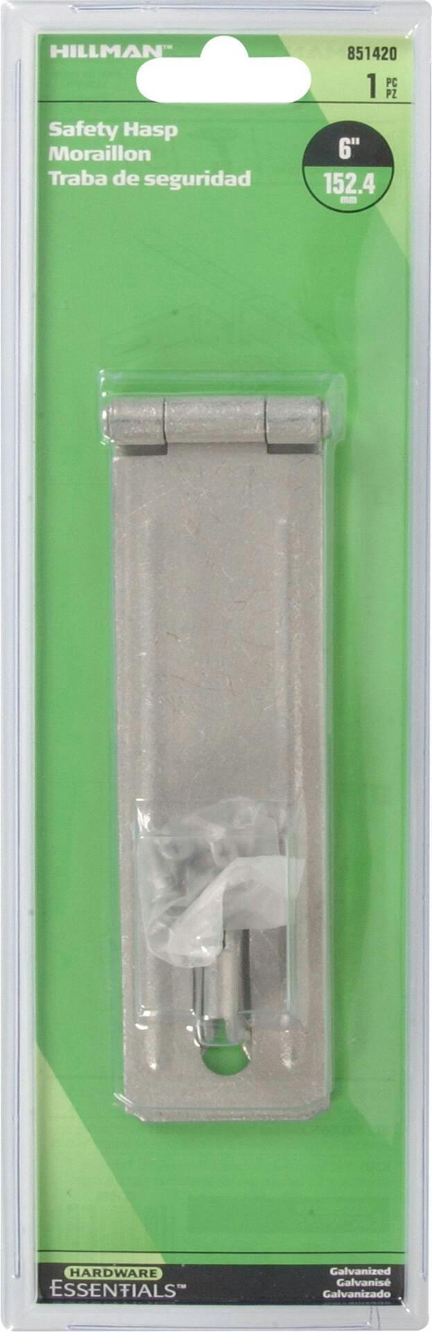 Hillman Fixed Staple Safety Hasp, Galvanized, 6-in
