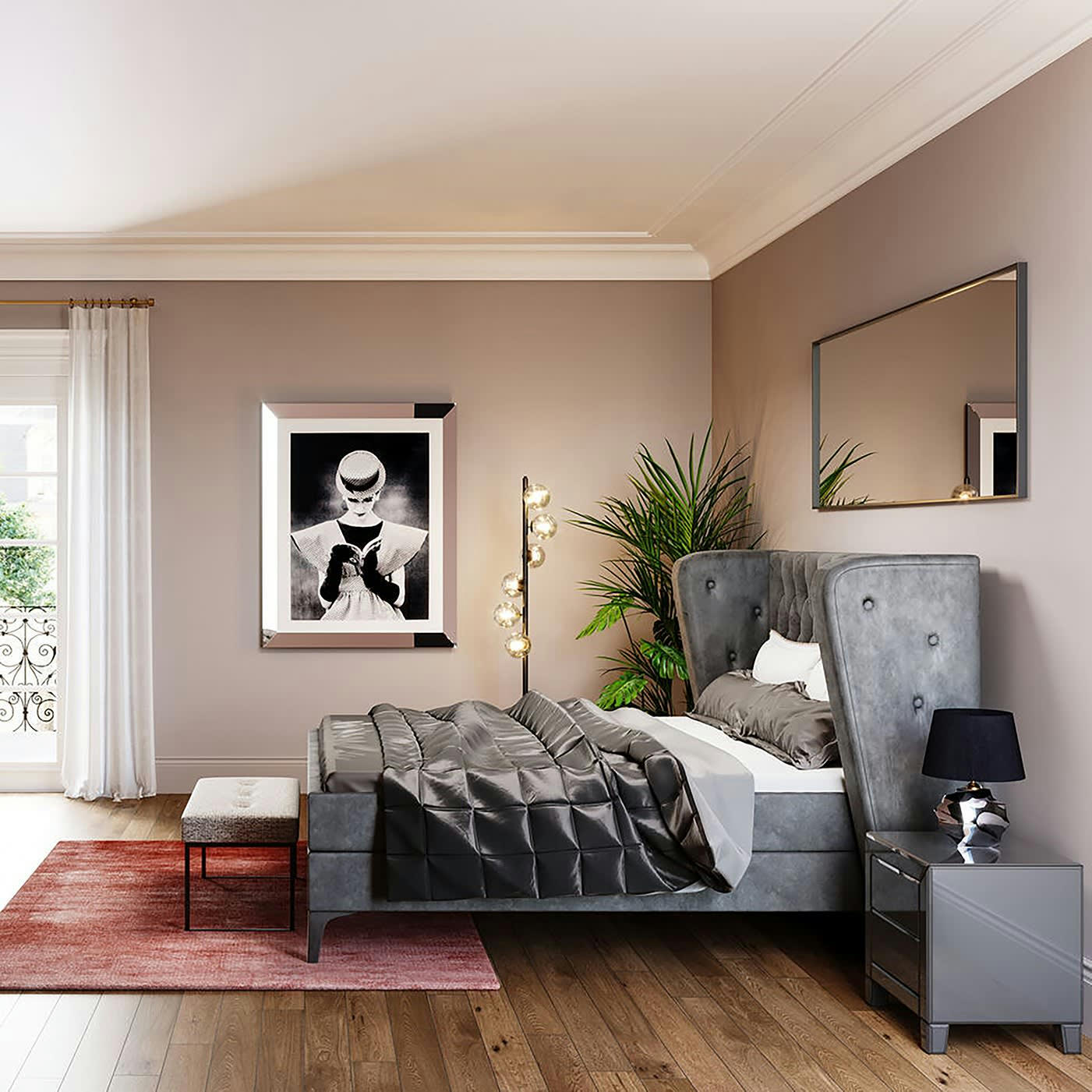 BELLA - Miroir en métal noir 160x80