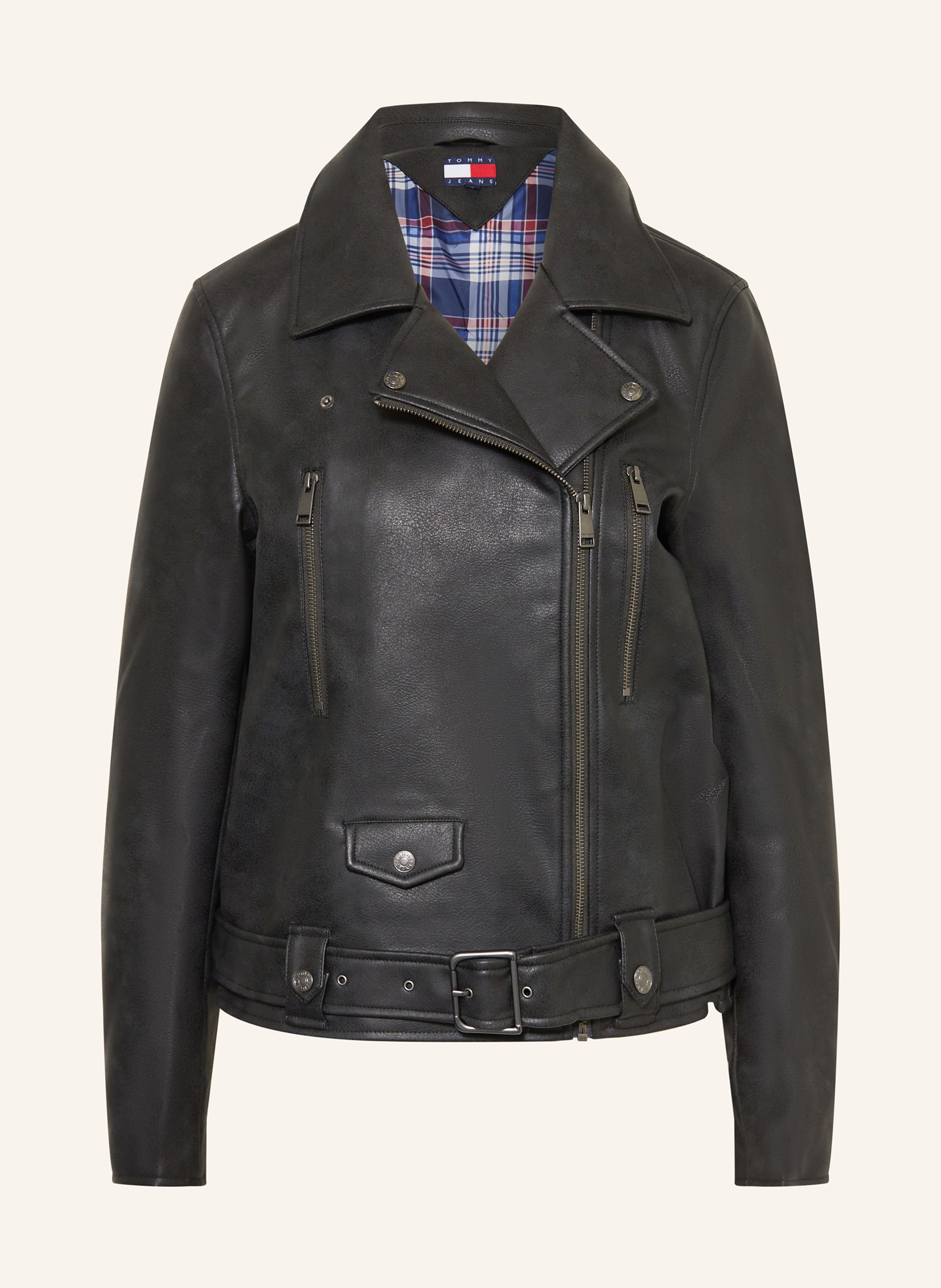 TOMMY JEANS Bikerjacke in Lederoptik