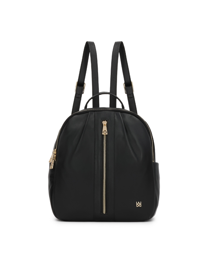 Black backpack in soft natural leather