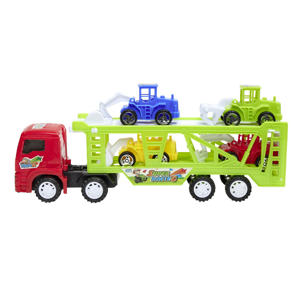Camion de transport avec 4 tracteurs de chantier L30cm