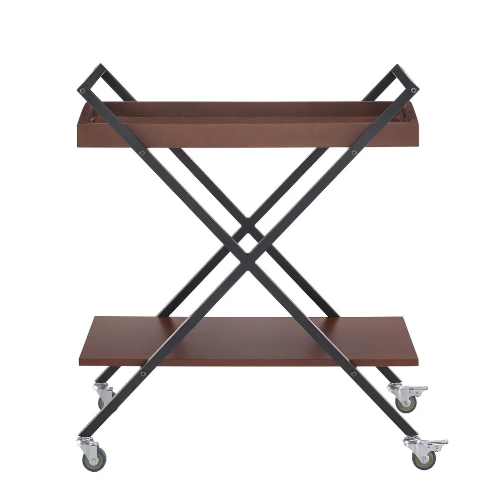 Kash Black Finish Metal and Wood Bar Cart by iNSPIRE Q Classic