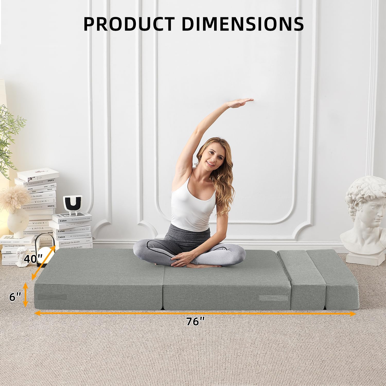 FILUXE Folding Sofa Bed | Convertible Sleeper Chair Bed for Adults, Fold Out Chair to Bed Linen Futon Chair with Pillow, for Home Dorm Apartment RV Living Room, Standard Size, Light Gray