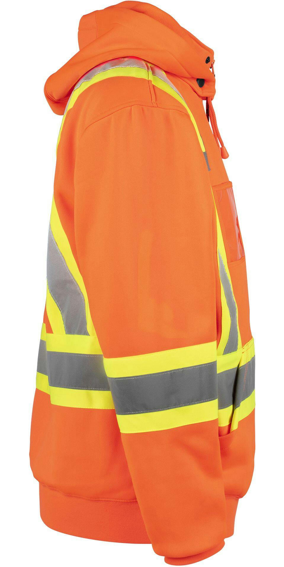 Terra Hi-Vis Full-Zip Fleece Work Hoodie with Reflective Tape, Orange