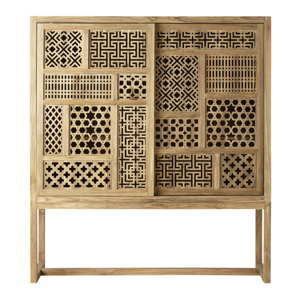 Kasbah - Cabinet de rangement ajouré 2 portes en teck