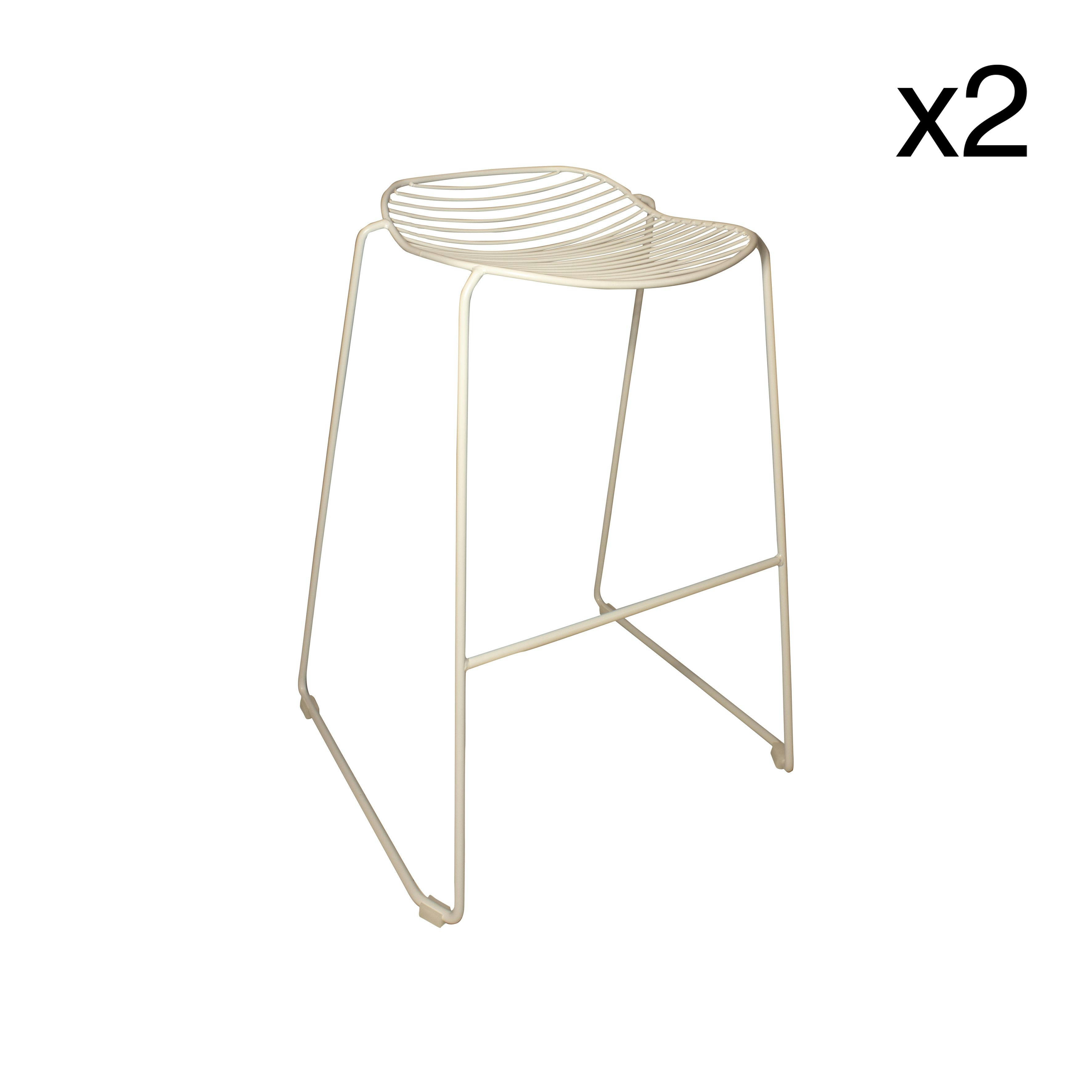 AUSTIN - Lot de 2 tabourets de bar en métal blanc