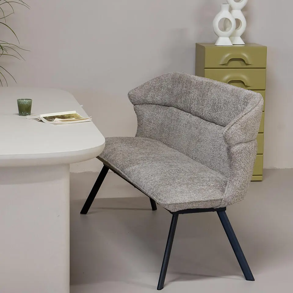 Eetkamerbank Taupe Stof - 160x60x88cm - Zithoogte 48cm - Avery