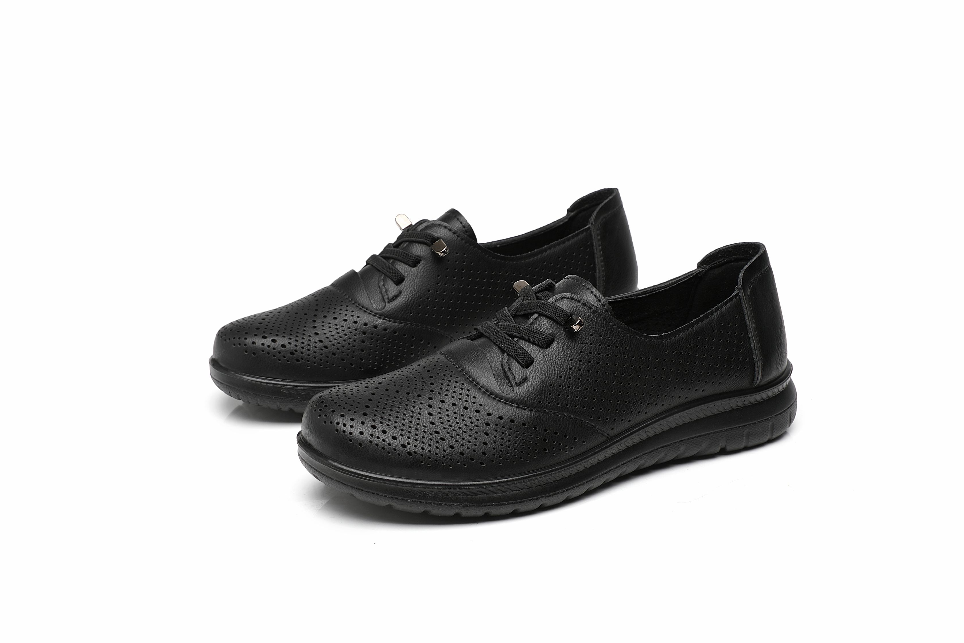 IVACHY Hollow Out Perforated Lace Up Loafers Flat Shoes