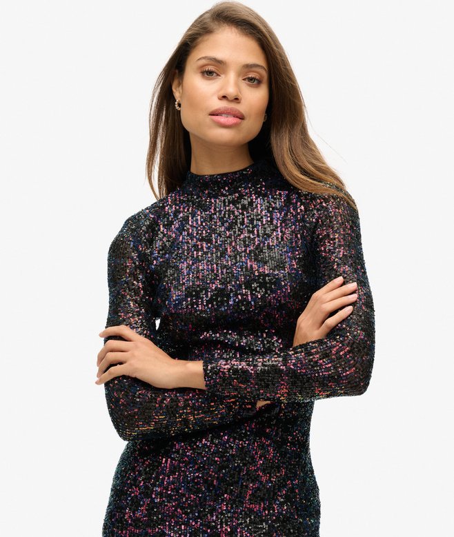 Backless Sequin Midi Dress
