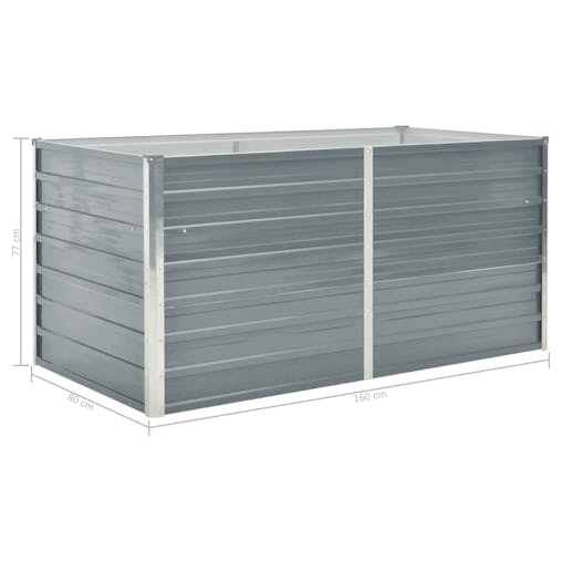 NNEVL Raised Garden Bed 160x80x77 cm Galvanised Steel Grey