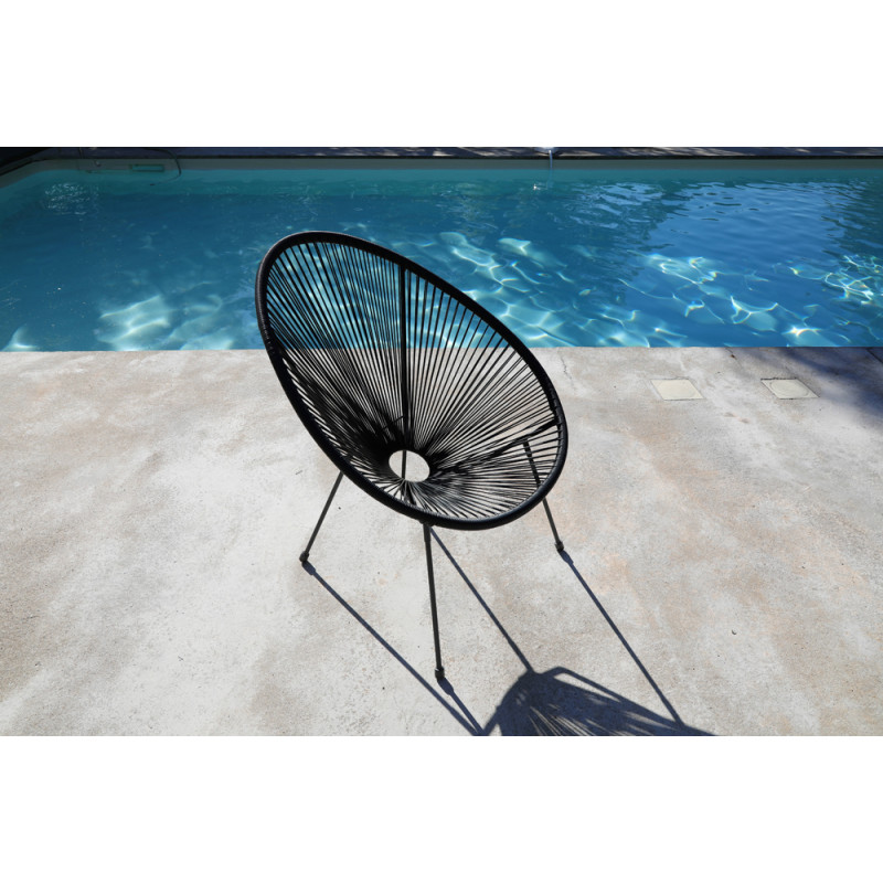 Fauteuil de jardin Rio en fil de résine noir