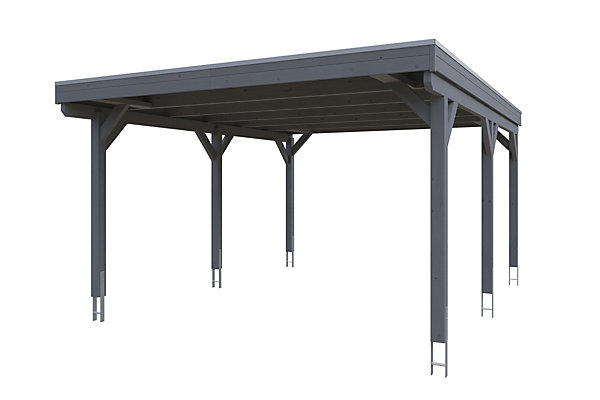 Carport SKAN HOLZ Grunewald 427 x 554 cm planches de toit et EPDM, traitement coloré gris ardoise