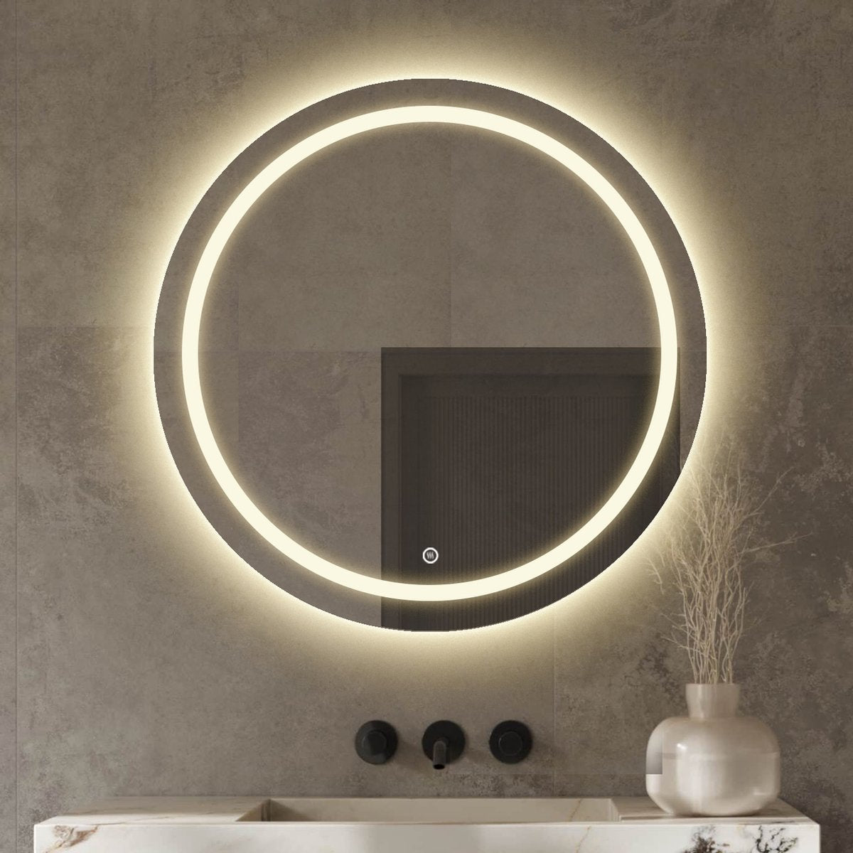 Vtw Living - Badkamerspiegel Rond 80 cm Spiegel met Verlichting