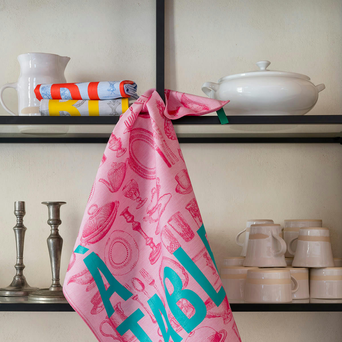 À TABLE - Torchon en coton eau 60 x 80