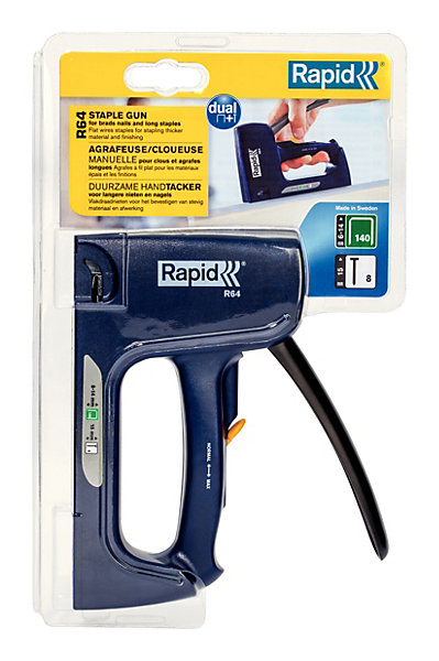Agrafeuse manuelle grande capacité pour agrafes en fil plat et pointes Rapid R64E