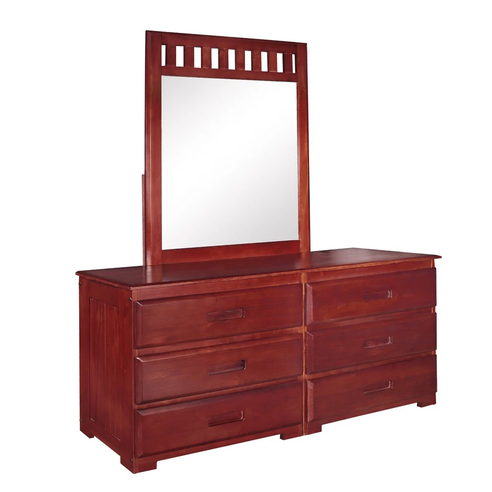 6-drawer Solid Pine Dresser with Mirror - Brown