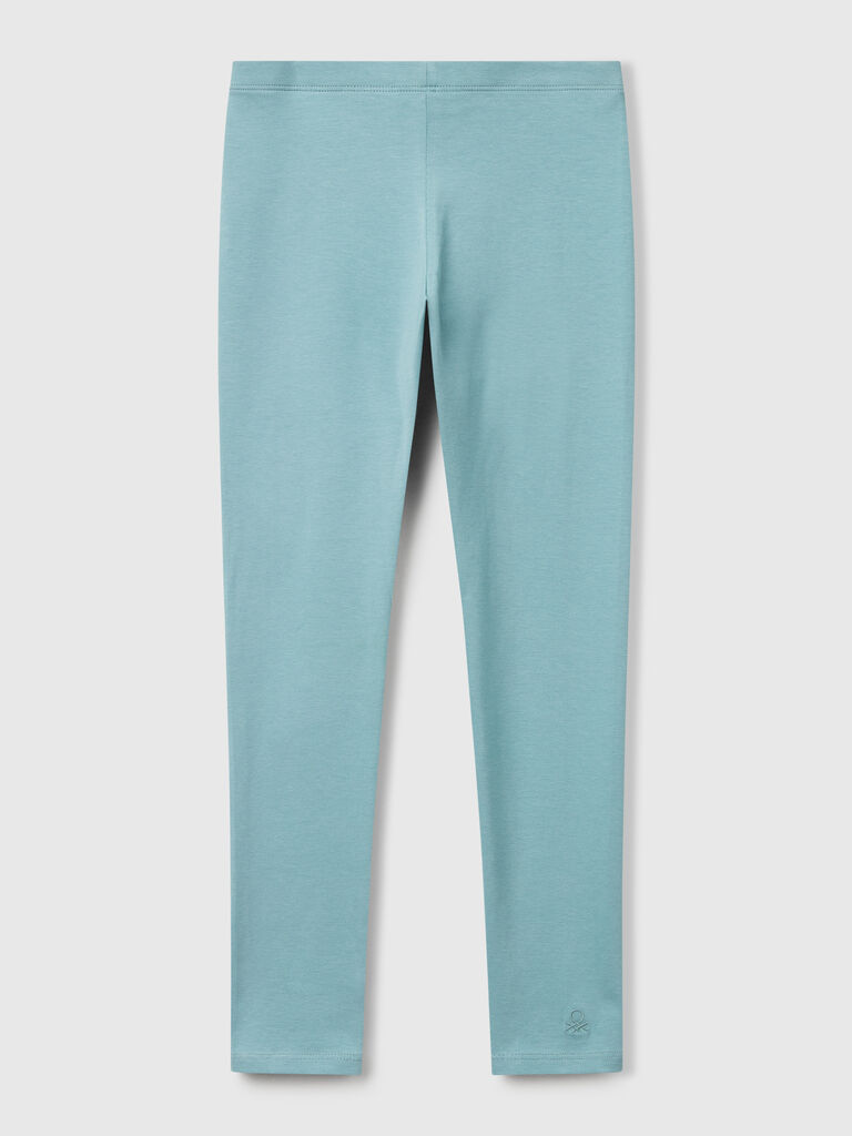 Stretch cotton leggings with logo