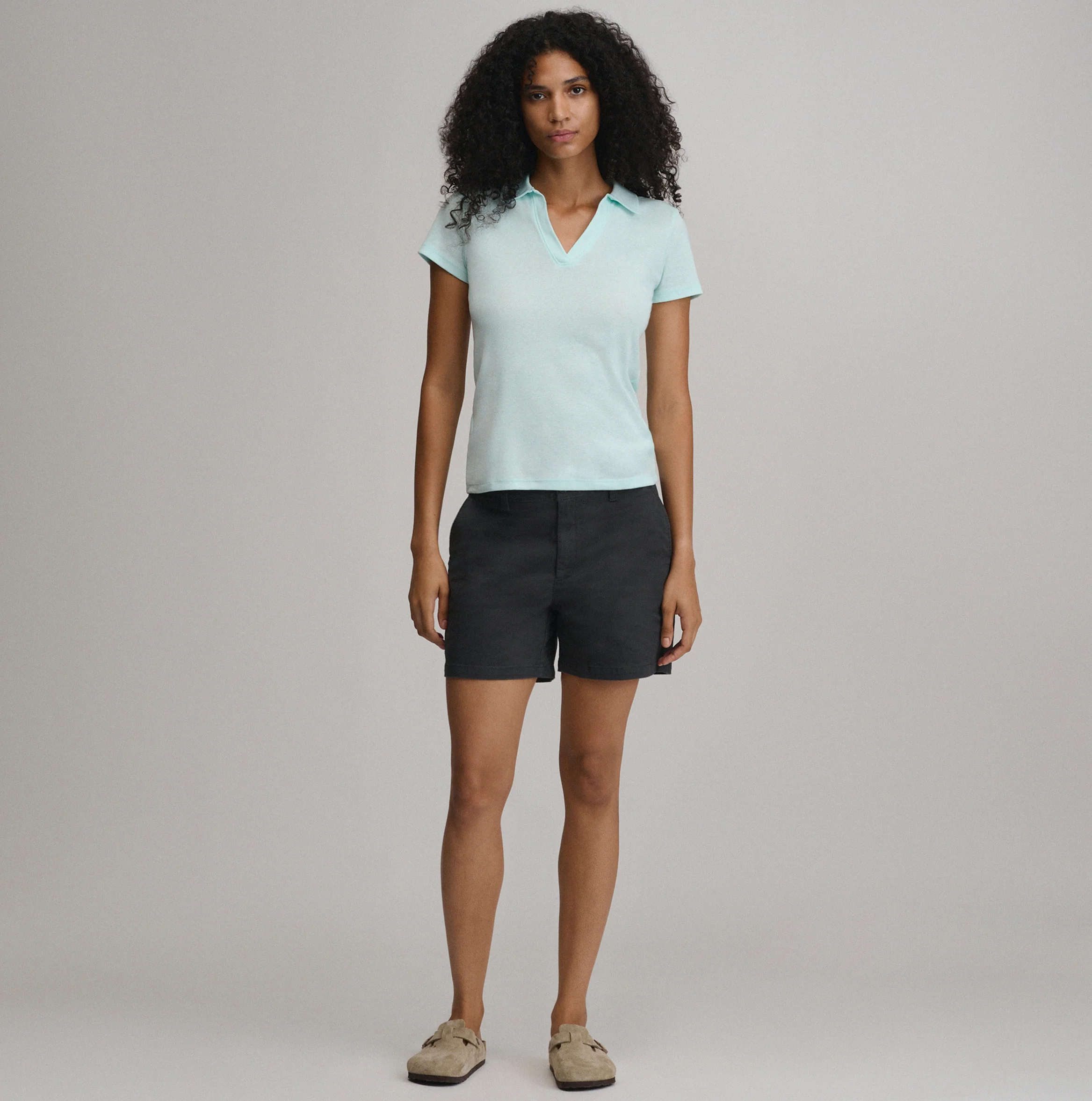 Women's Everyday Short Sleeve Collared Split Neck