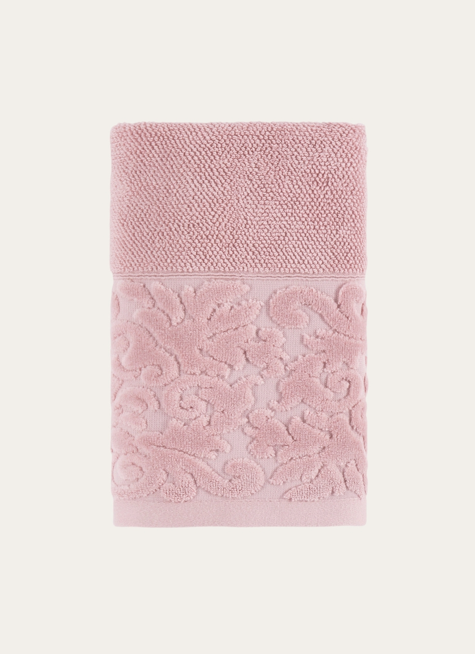 SERVIETTE DE TOILETTE LITEAU VELOURS CISELÉ ROSE