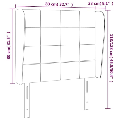 NNEVL Headboard with Ears Dark Grey 83x23x118/128 cm Fabric