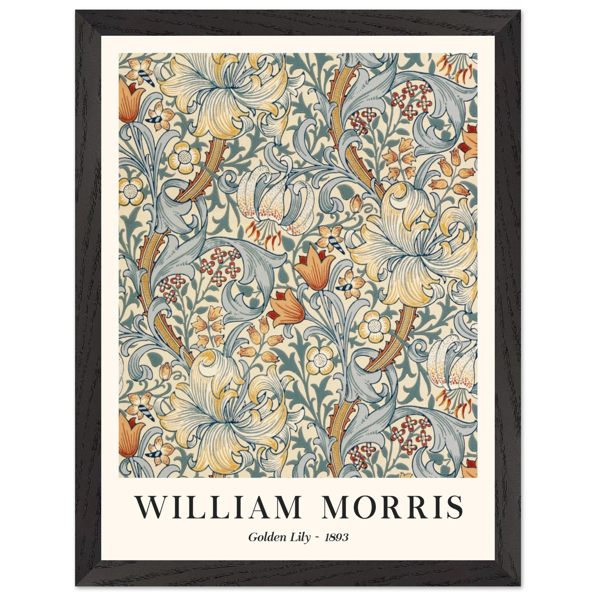Artfulprints Poster met Lijst William Morris - Golden lilly 1893  - 30x40 cm - Groen