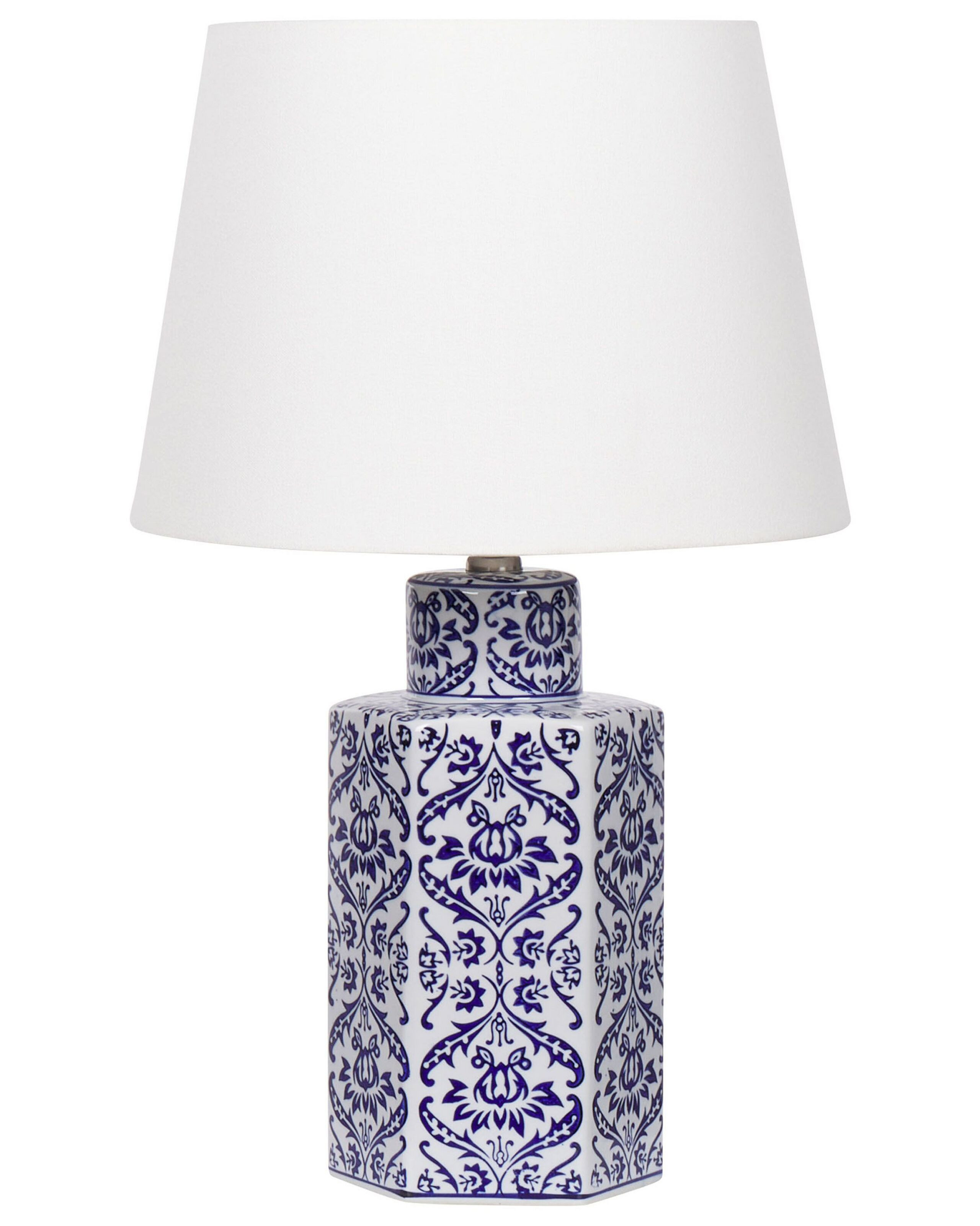 Lampa stołowa porcelanowa biało-niebieska