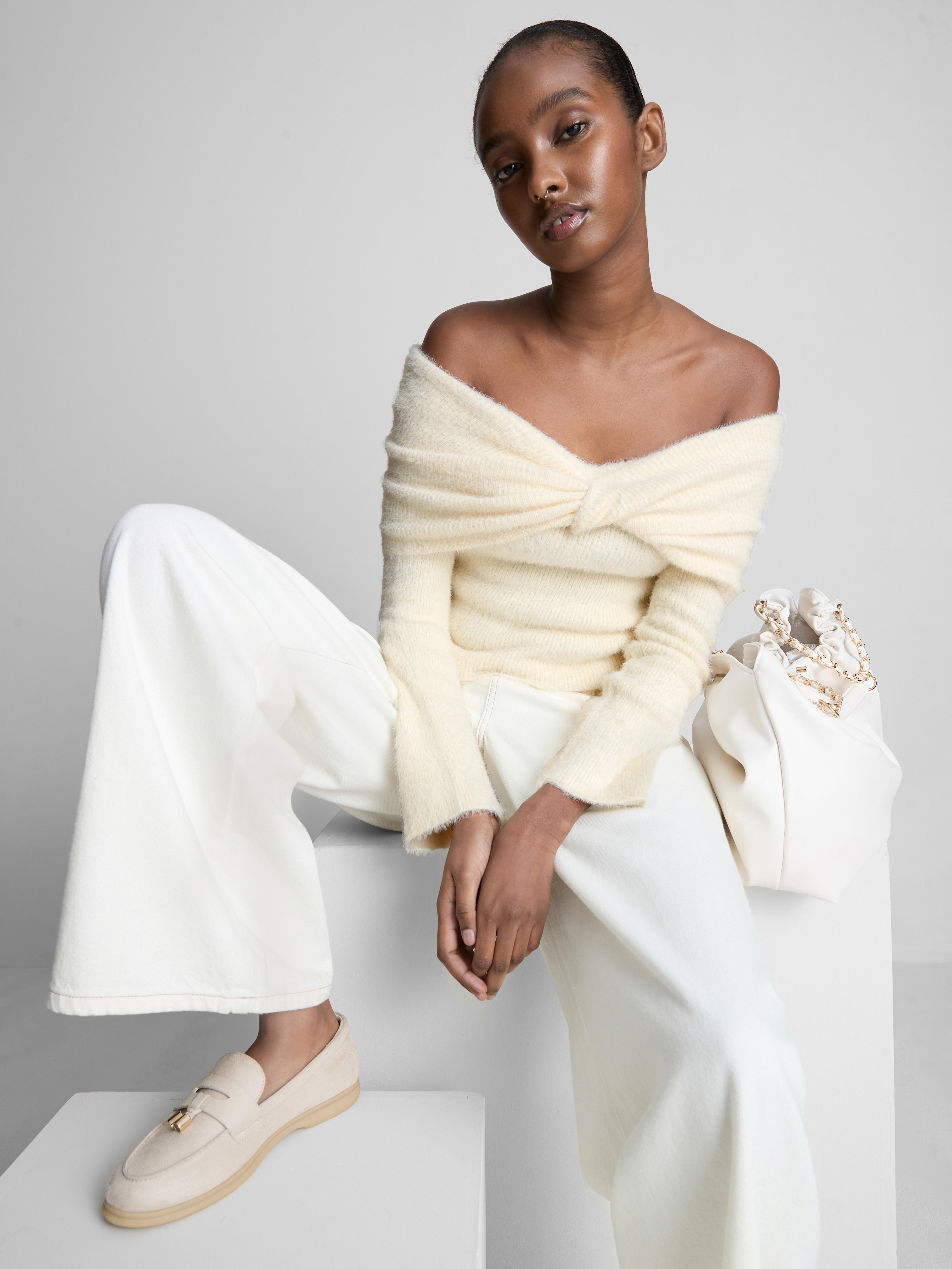 Twist Detail Bardot Sweater