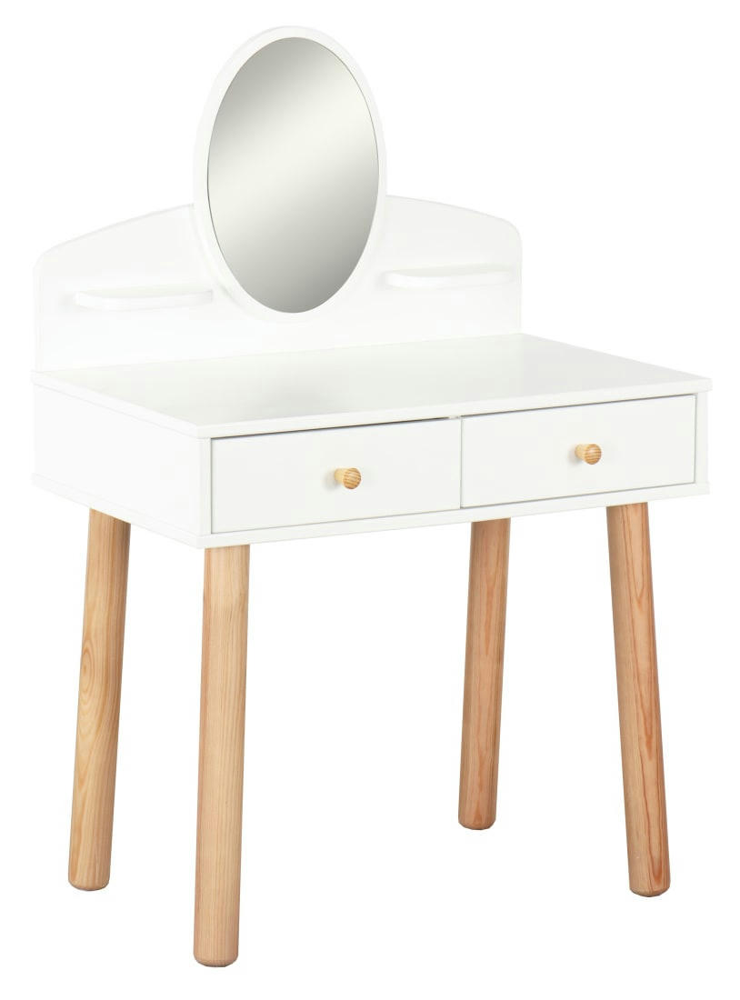 GABRIEL - Coiffeuse avec miroir  blanc   effet bois   47.8x70