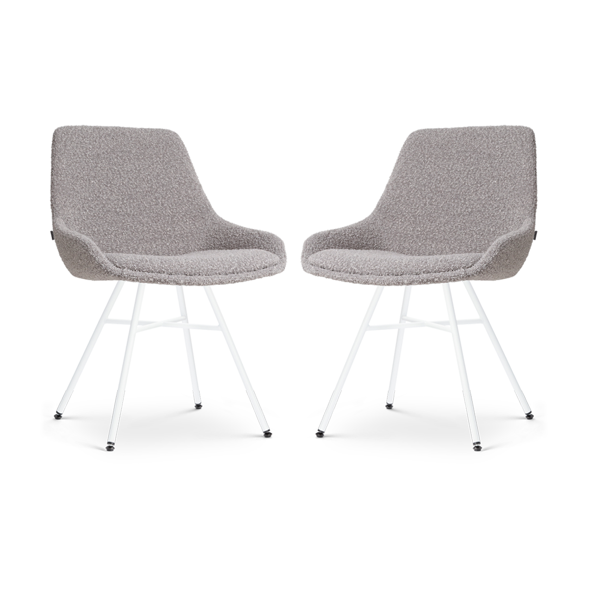 Nolon Noa-Isa Eetkamerstoelen Set van 2 - Bouclé Taupe - Wit