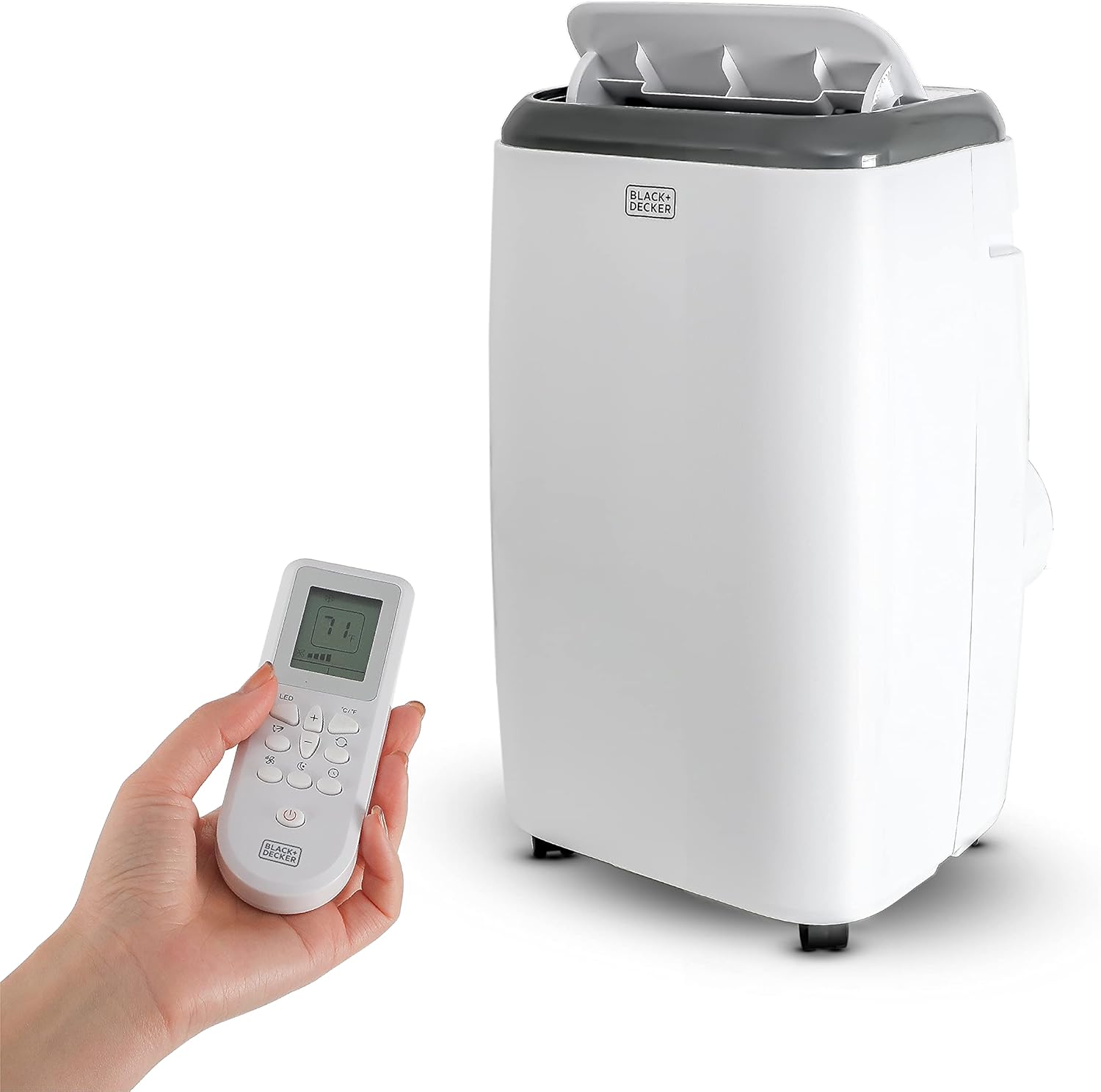 BLACK+DECKER Portable Air Conditioner, 8,000 BTU (5,000 BTU SACC) for Rooms Up To 350 Sq. Ft., Portable AC with Full Function Remote Control & Window Kit, BPP05WTB, White