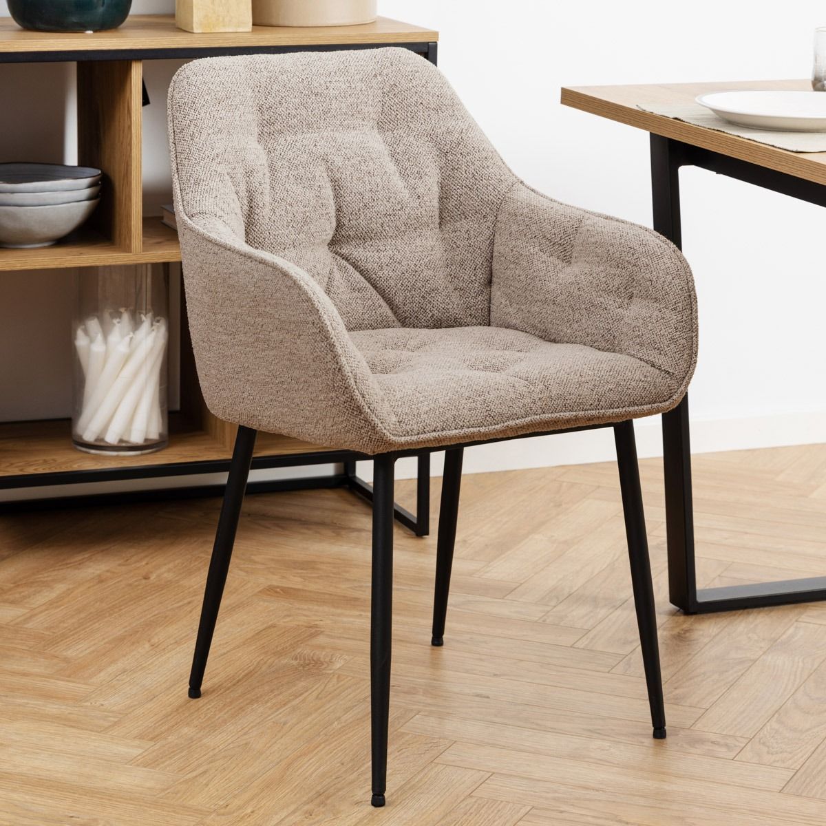 Krzesło AVELIN w tkaninie beżowe 58x55x83 cm