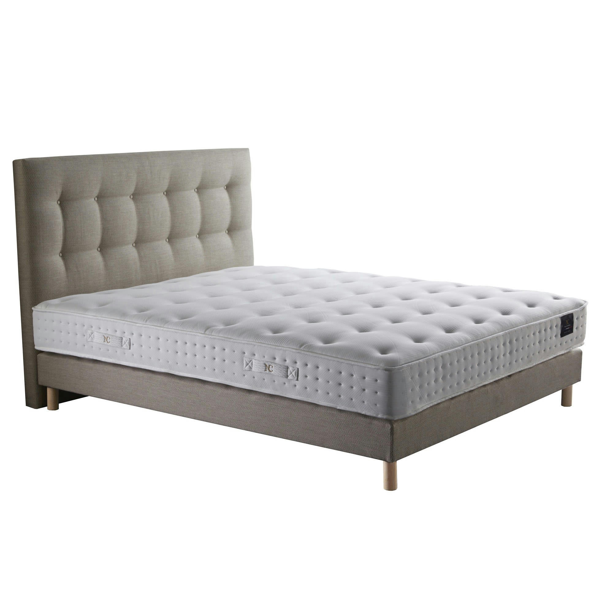CIEL - Ensemble tête de lit Matelas mousse Orbis sommier Beige 160x200