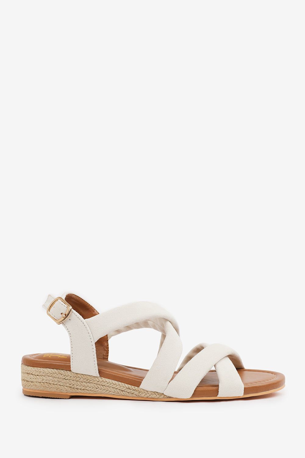 Where's That From Eleanor' Wide Fit Low Wedge Shoes With Buckle Closure & Cross Over Strap