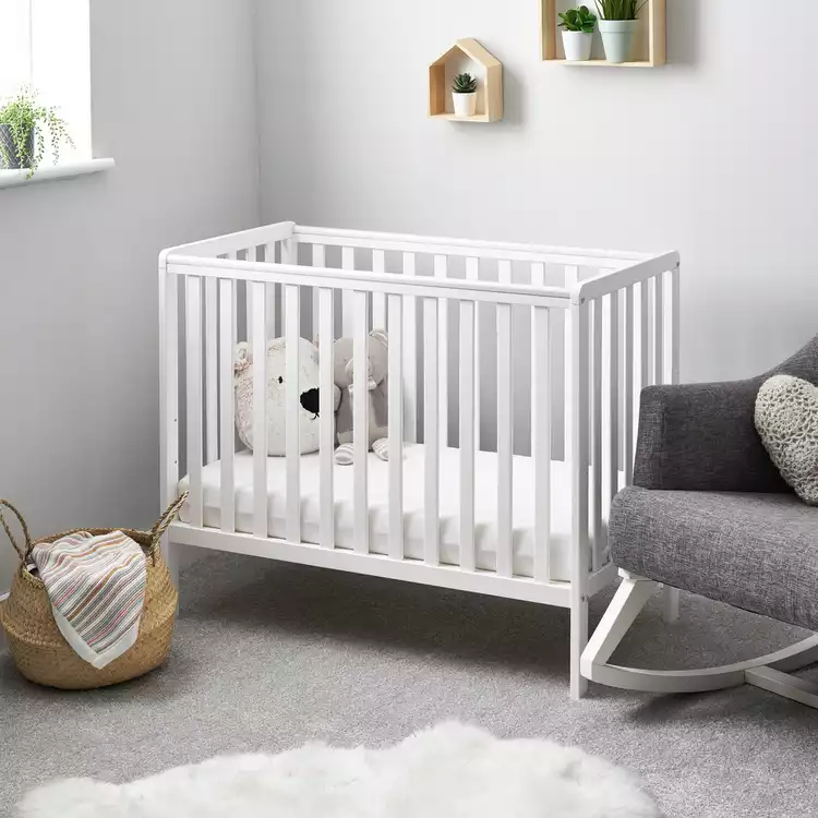 Obaby Bantam Space Saver Cot with Fibre Mattress - White