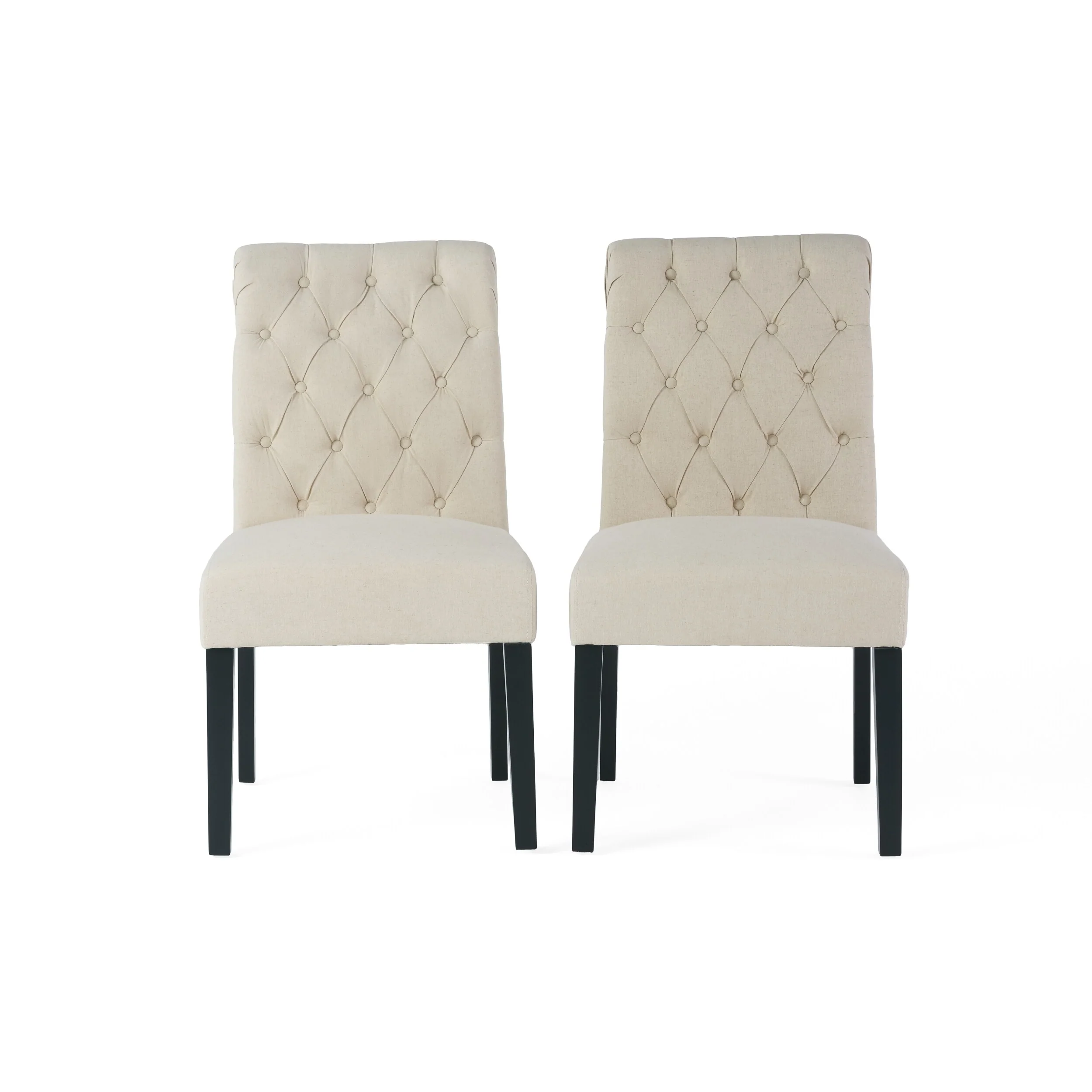 Roomfitters Tufted Dining Chair Set of 2, Padded Seating, Ivory