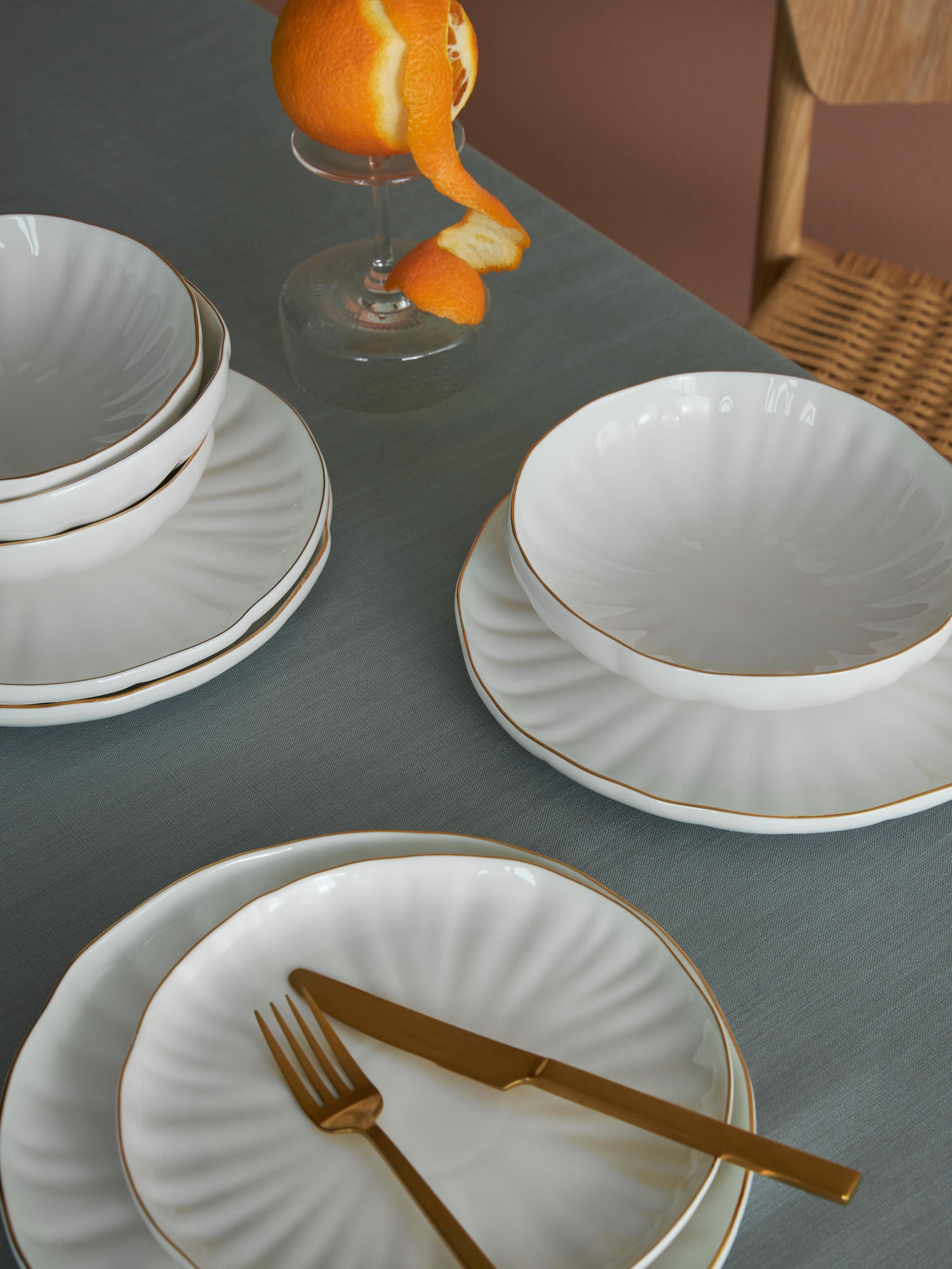 Porzellan-Suppenteller Sali mit Relief, 2er-Set
