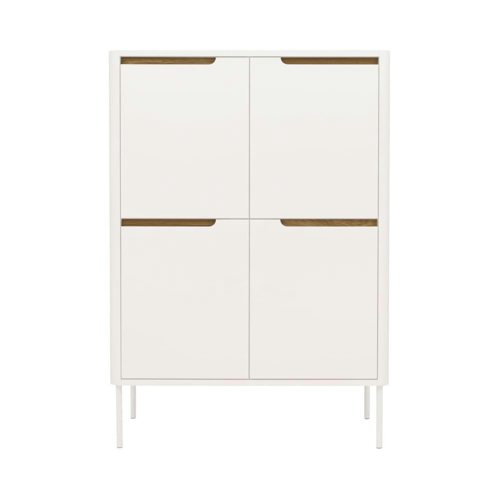 SWITCH - Buffet haut en bois 4 portes H128cm blanc