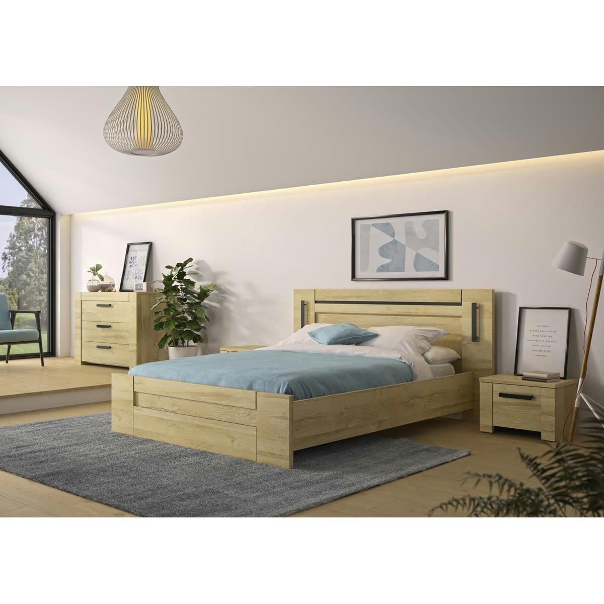 SOFIA - Option tiroir pour lit l160 effet bois marron clair