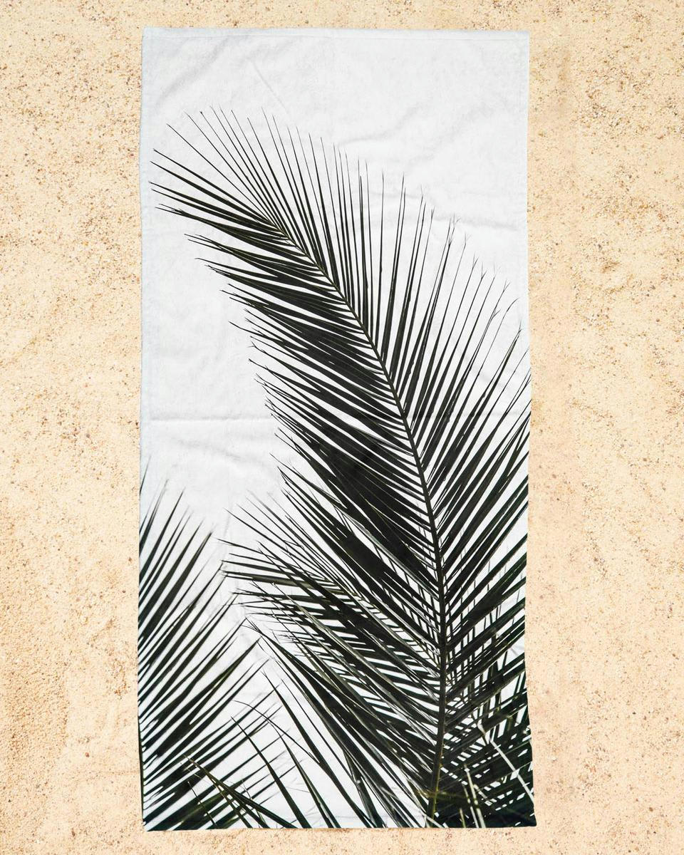 PALM LEAVES 1 - Serviette de plage en éponge-velours en multicolore 90x180