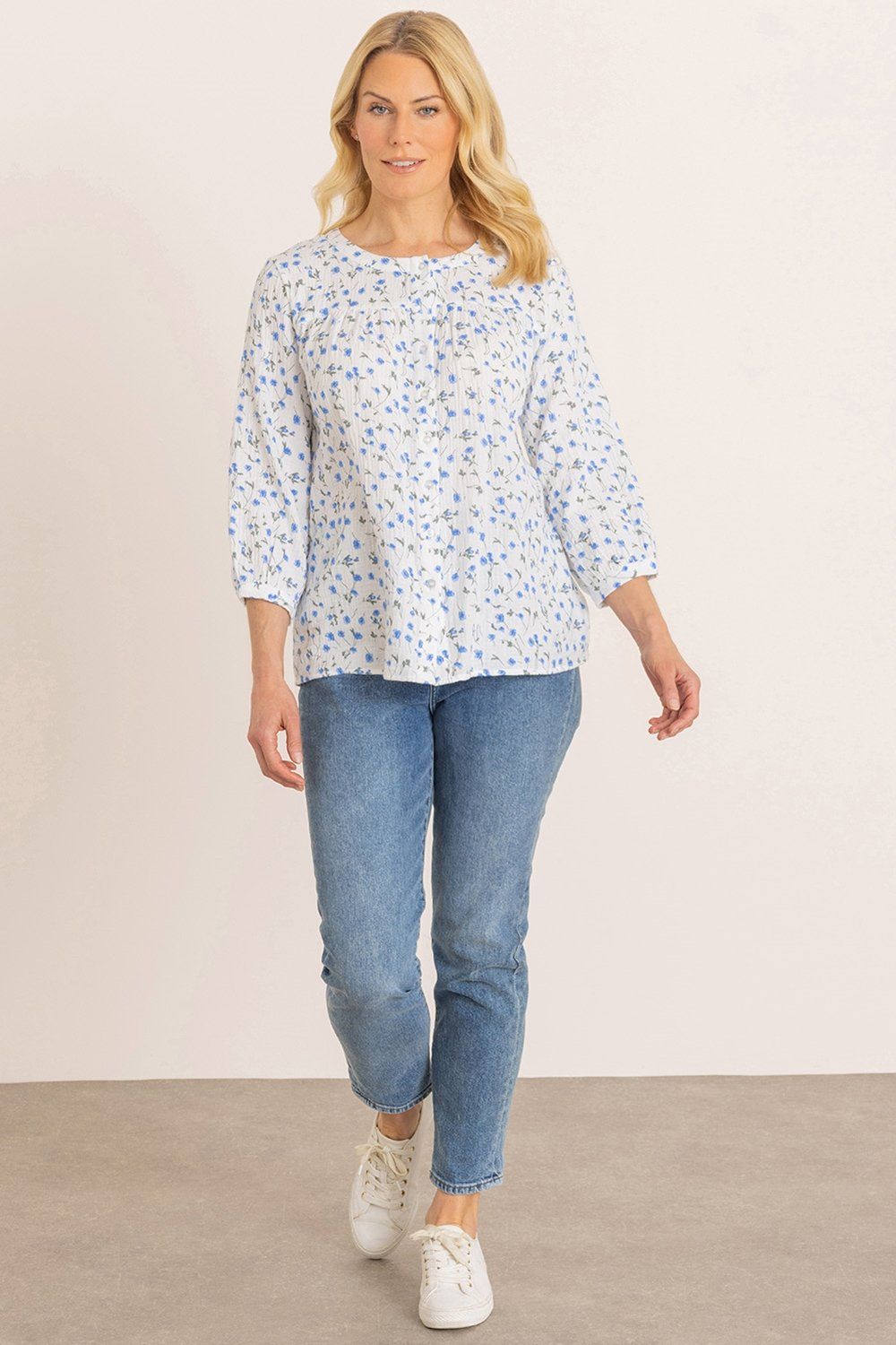 Klass. Floral Print Cotton Blouse
