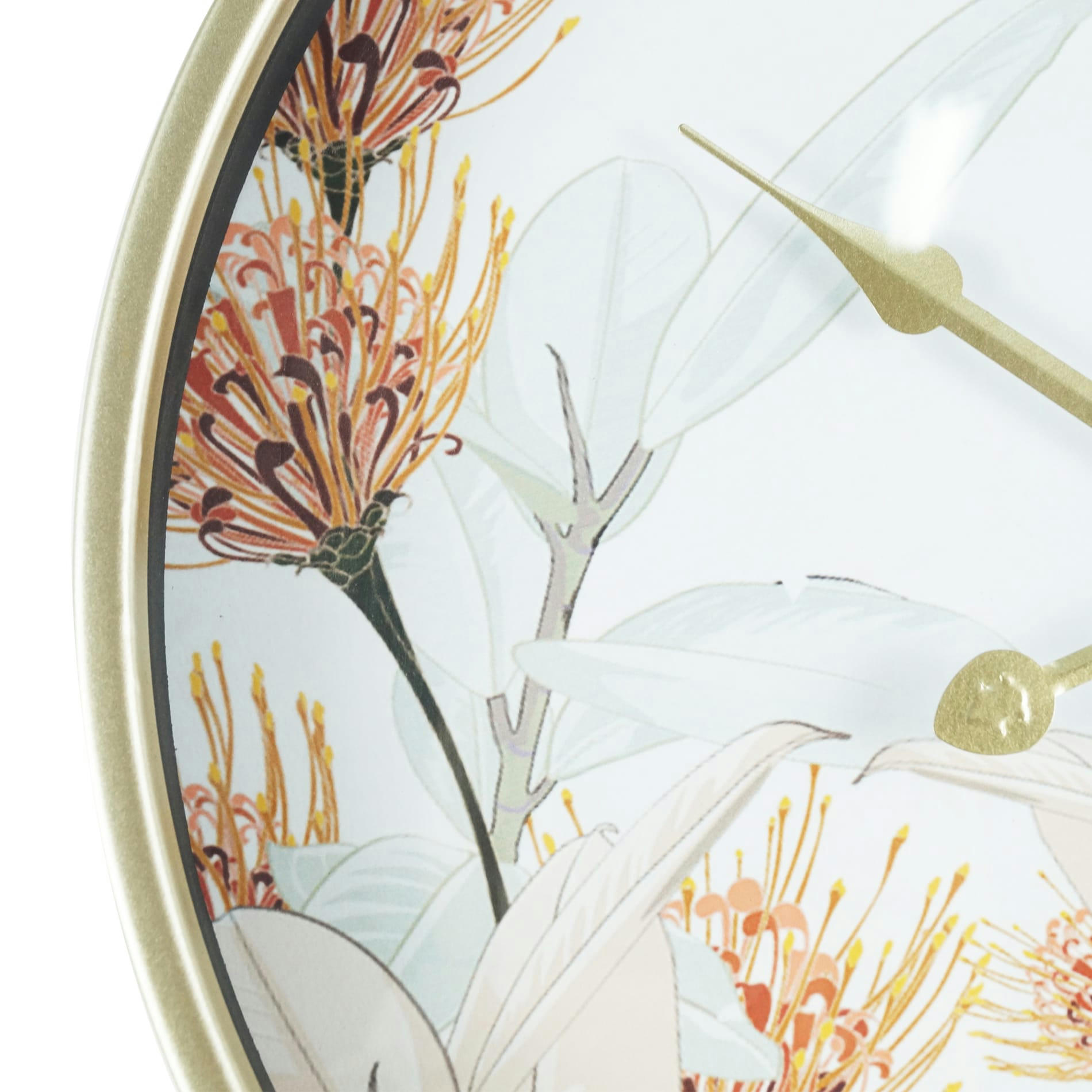 - Horloge murale fleurs en métal or blanc ø 40 cm
