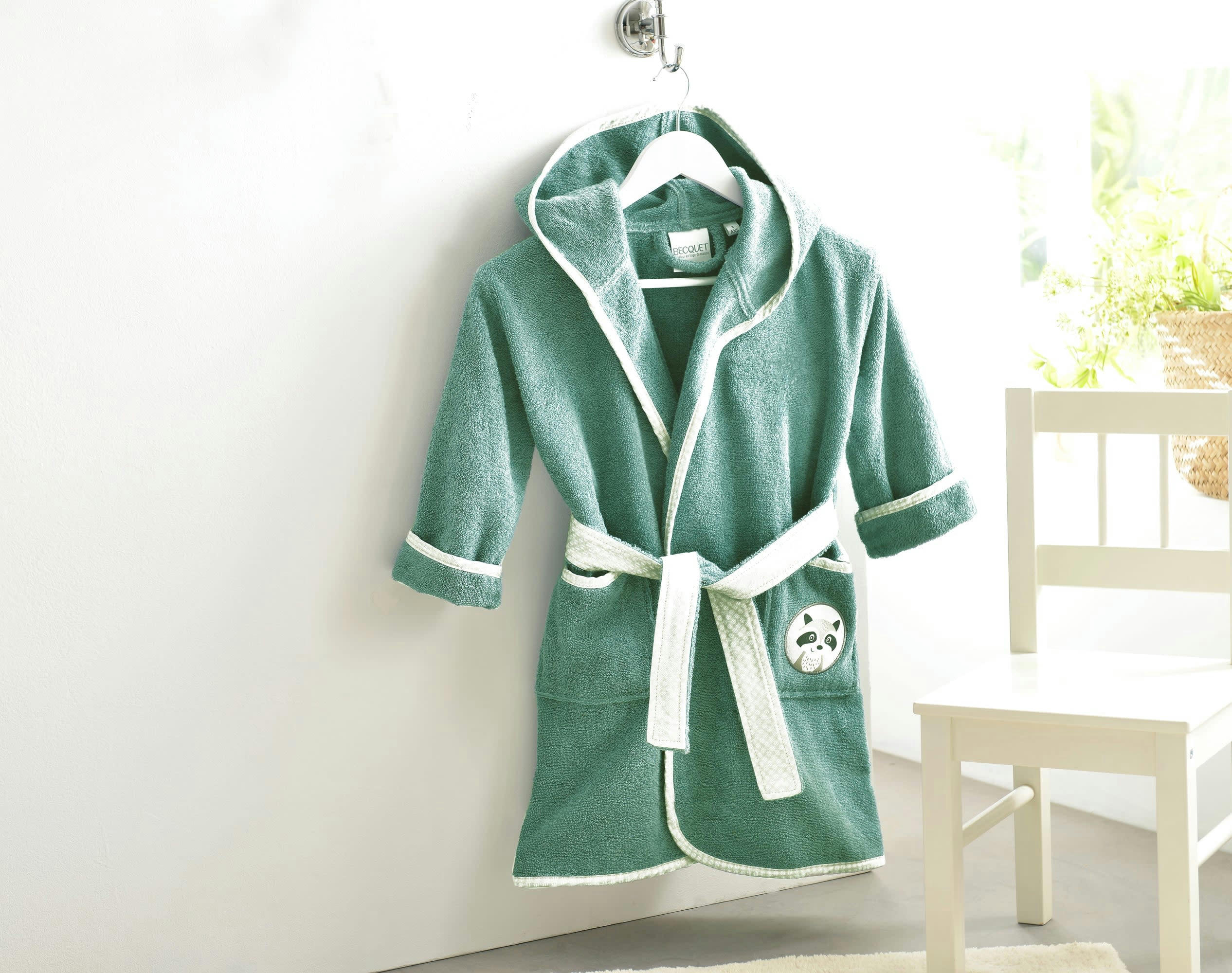 PETITES BETES - Peignoir enfant bleu 8 ans en coton