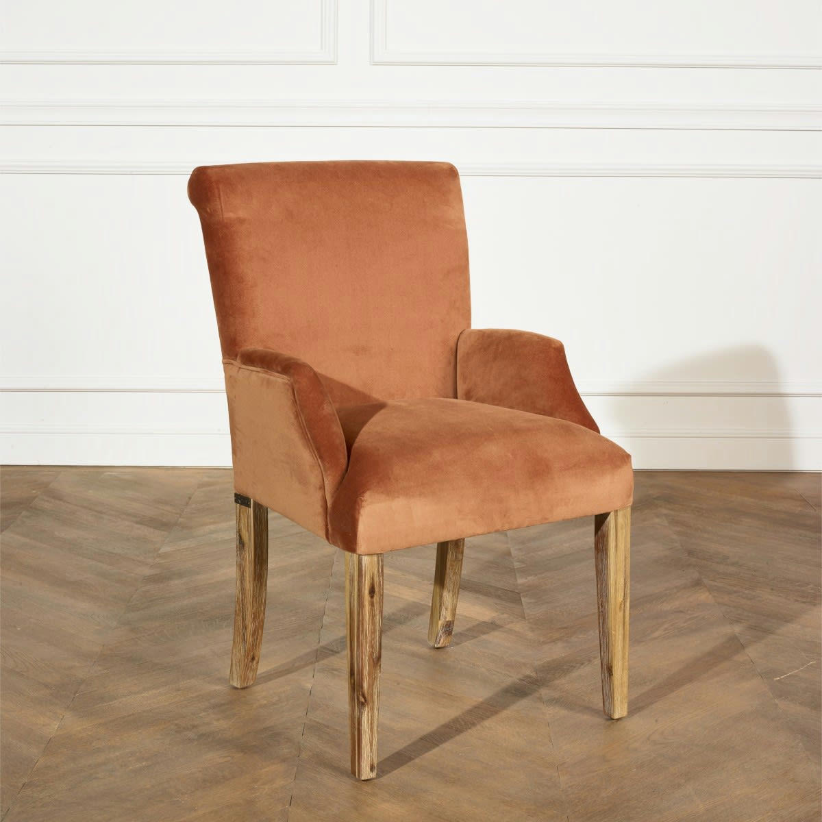 ALIX - Fauteuil de table en velours caramel