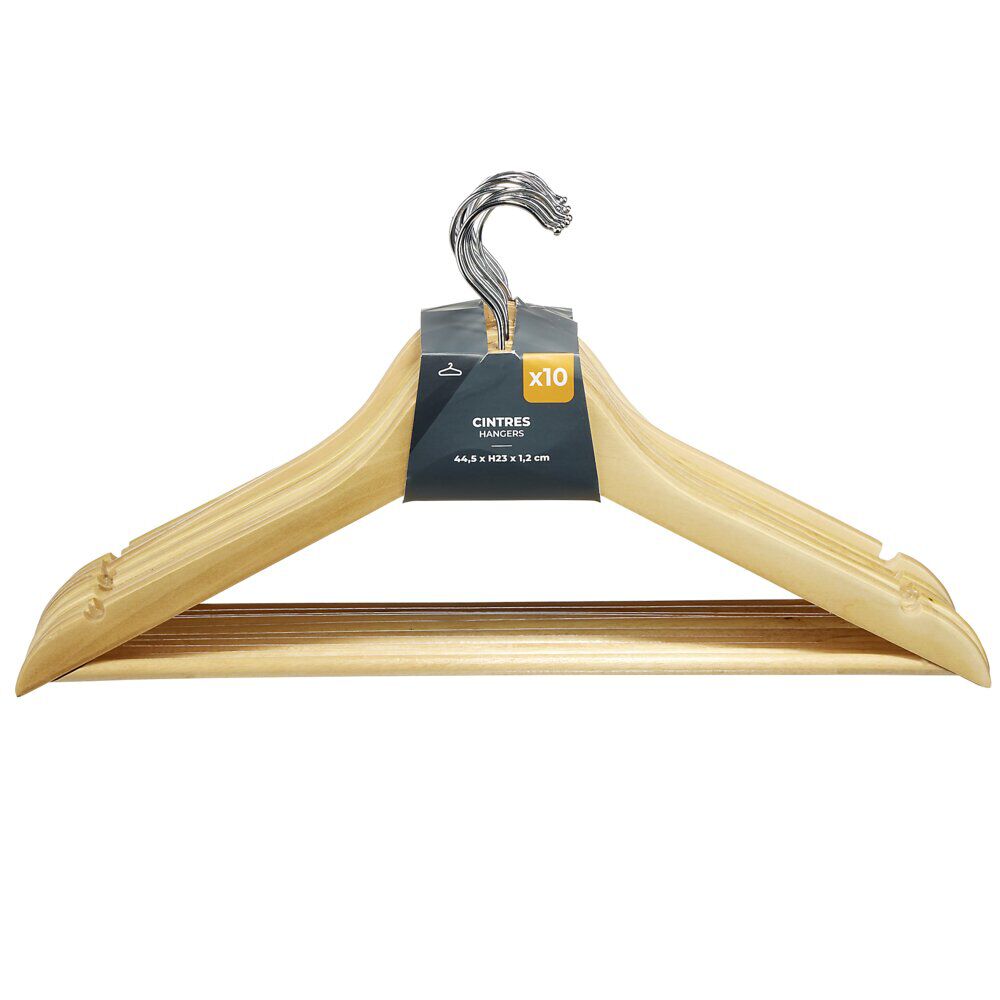 Cintre en bois avec crochet métal 10 pièces L44,5cm