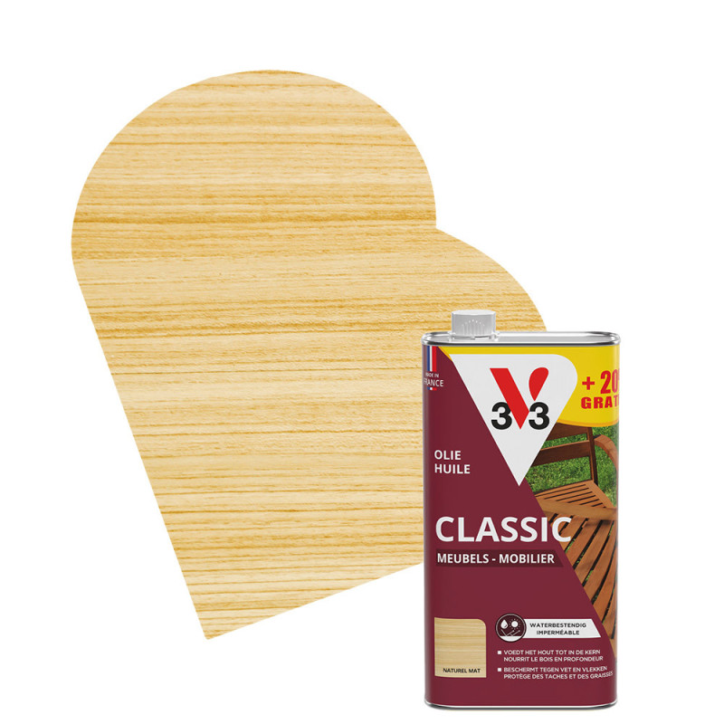 Huile Mobilier de jardin incolore mate 1 L   20 % gratuit V33