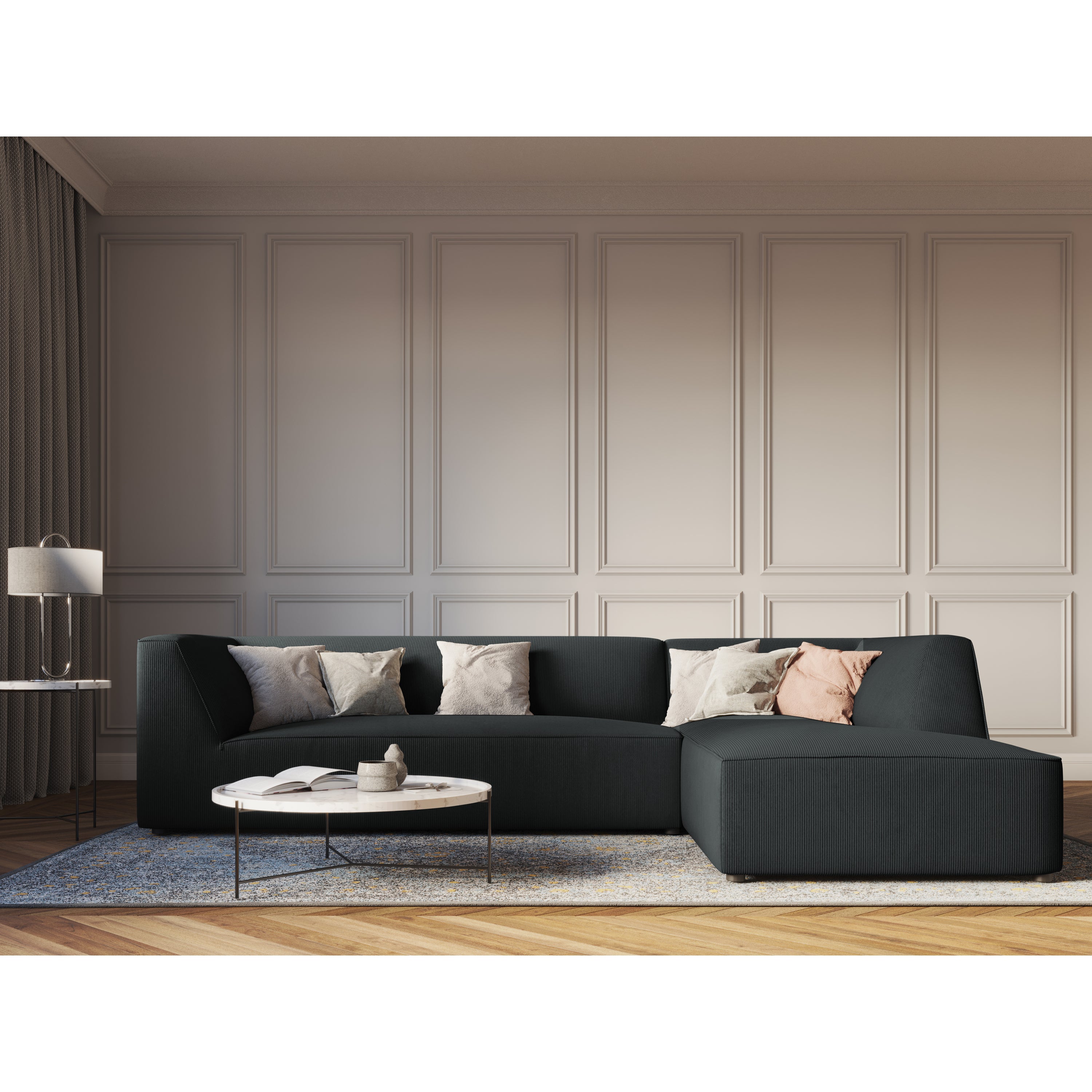 Windsor & Co Sao Hoekbank met Chaise Longue Rechts - 4-zits - Ribstof