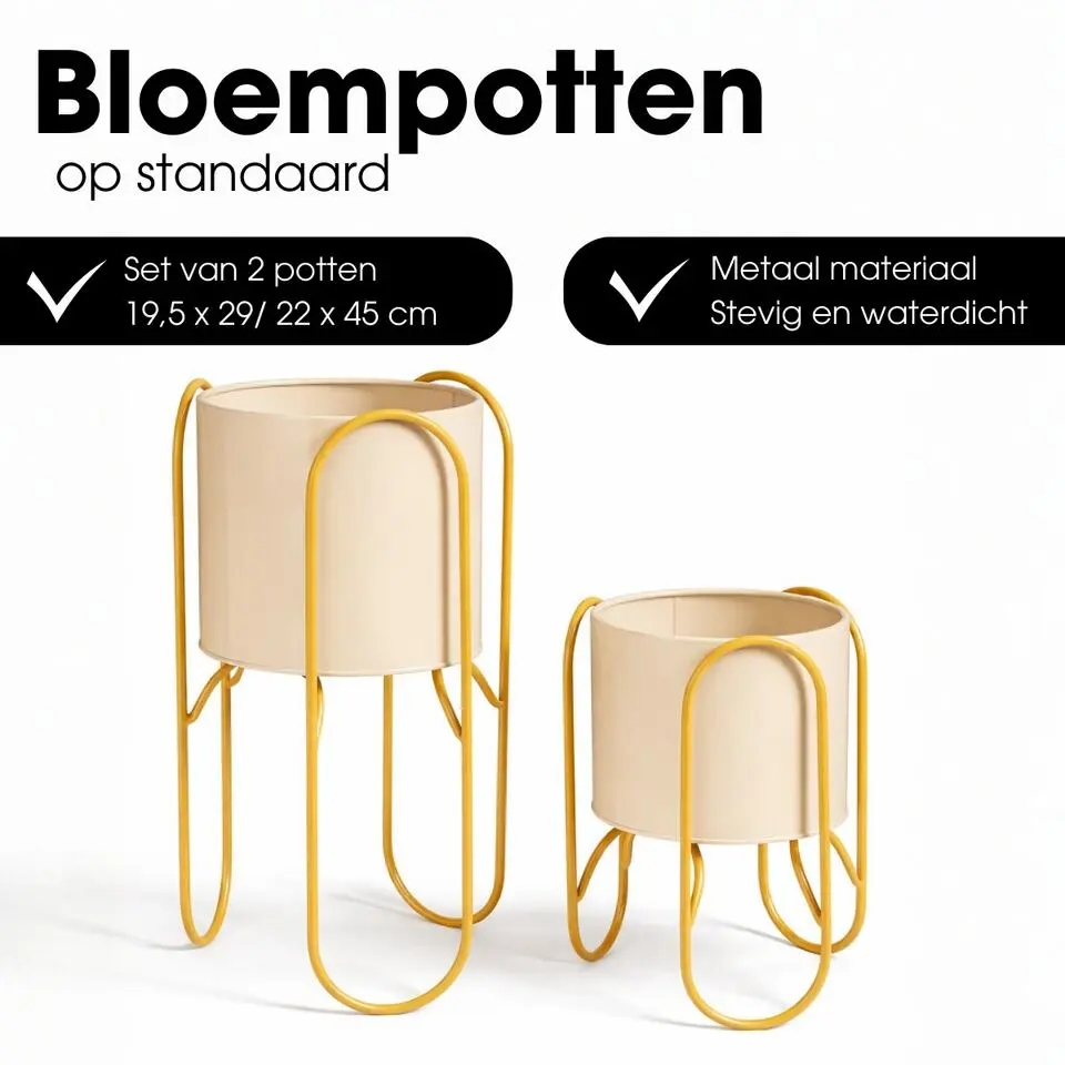 Mica Decorations Donau Bloempot �?Set van 2 �?Geel